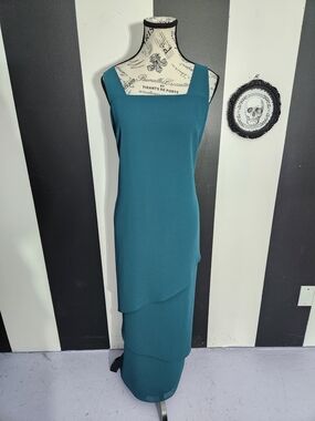 Ursula of Switzerland Teal Layered Maxi Dress